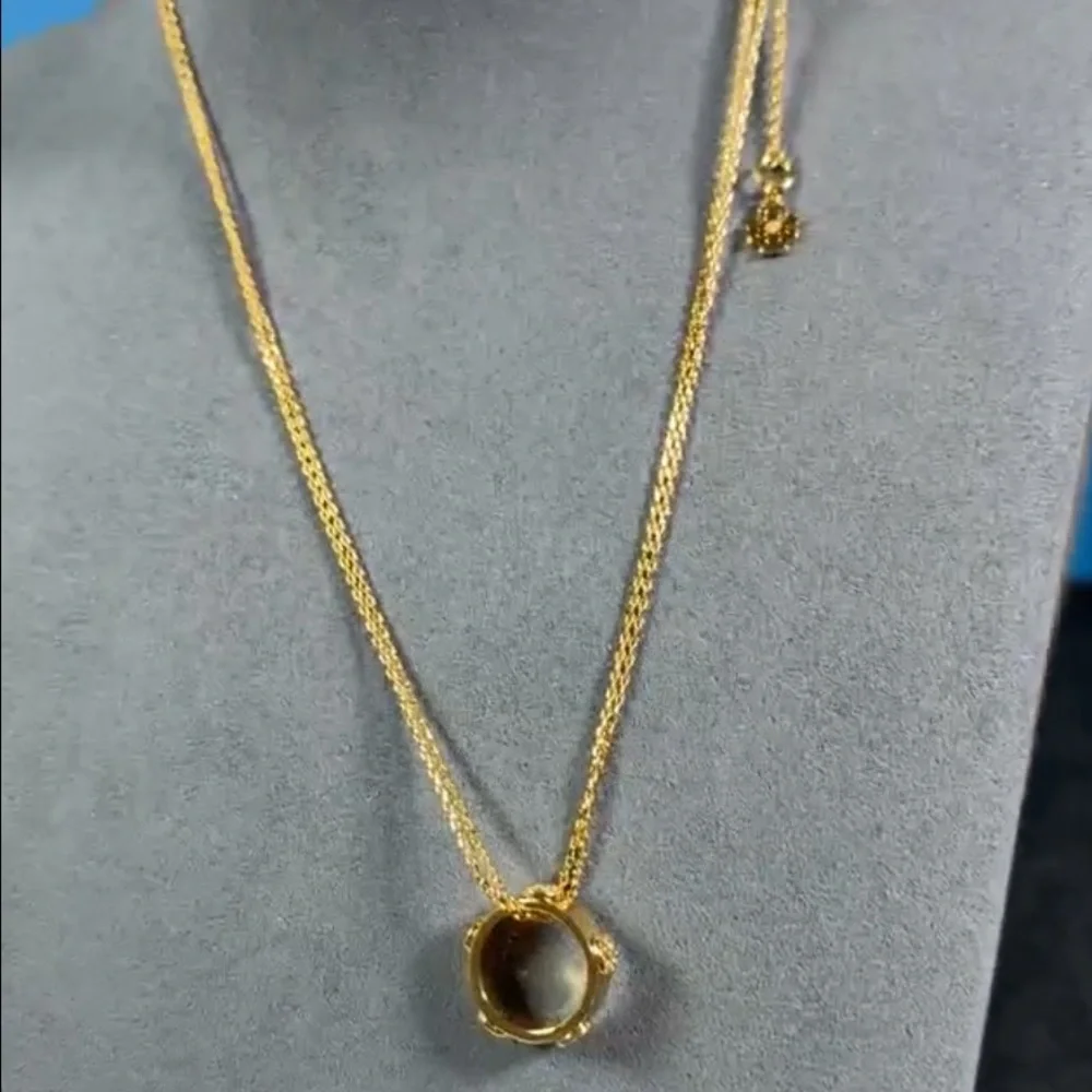 Tory Burch Icon ring pendant double chain in Tory gold NEW $129